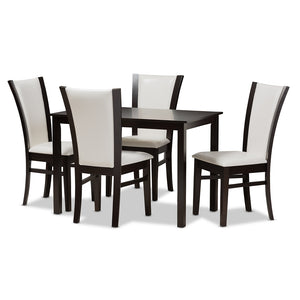 PREMIER STUDIO ADLEY MODERN AND CONTEMPORARY 5-PIECE DARK BROWN FINISHED WHITE FAUX LEATHER DINING SET
