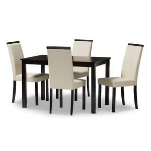 PREMIER STUDIO DAVENEY MODERN AND CONTEMPORARY CREAM FAUX LEATHER UPHOLSTERED 5-PIECE DINING SET