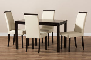 PREMIER STUDIO DAVENEY MODERN AND CONTEMPORARY CREAM FAUX LEATHER UPHOLSTERED 5-PIECE DINING SET