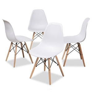 PREMIER STUDIO SYDNEA MID-CENTURY MODERN WHITE ACRYLIC BROWN WOOD FINISHED DINING CHAIR (SET OF 4)