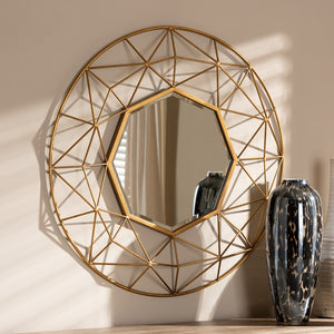 PREMIER STUDIO ASTRA MODERN AND CONTEMPORARY GOLD FINISHED GEOMETRIC ACCENT WALL MIRROR