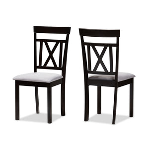 PREMIER STUDIO ROSIE MODERN AND CONTEMPORARY GREY FABRIC UPHOLSTERED AND ESPRESSO BROWN FINISHED DINING CHAIR SET