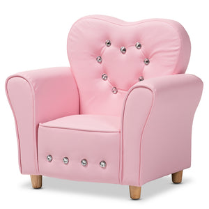 PREMIER STUDIO MABEL MODERN AND CONTEMPORARY PINK FAUX LEATHER KIDS ARMCHAIR