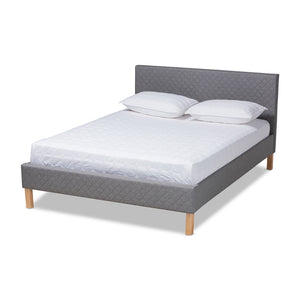 PREMIER STUDIO ANETA MODERN AND CONTEMPORARY GREY FABRIC UPHOLSTERED QUEEN SIZE PLATFORM BED