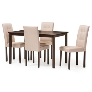 PREMIER STUDIO ANDREW MODERN AND CONTEMPORARY 5-PIECE BEIGE FABRIC UPHOLSTERED GRID-TUFTING DINING SET