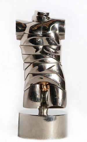 Mini David  Nickel Plated 26 Element Puzzle Sculpture in Box with Book - Miguel Berrocal