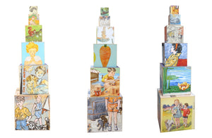 Children Playing Illustrations - Bromley David Stacked Childrens Blocks