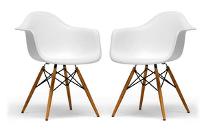 PREMIER STUDIO PASCAL WHITE PLASTIC CHAIR SET OF TWO