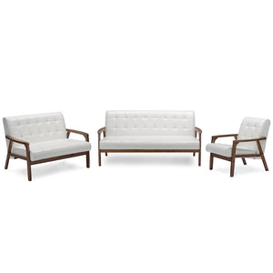 PREMIER STUDIO BAXTON STUDIO MID-CENTURY MASTERPIECES 3 PIECES LIVING ROOM SET - WHITE