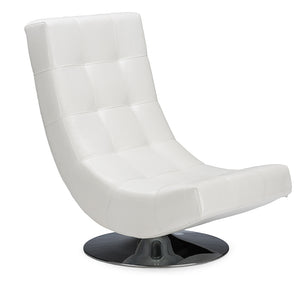 PREMIER STUDIO ELSA MODERN AND CONTEMPORARY WHITE FAUX LEATHER UPHOLSTERED SWIVEL CHAIR WITH METAL BASE