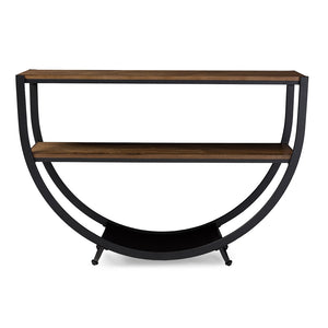 PREMIER STUDIO BLAKES RUSTIC INDUSTRIAL MODERN FURNITURE ANTIQUE BLACK TEXTURED FINISH METAL DISTRESSED WOOD CONSOLE TABLE
