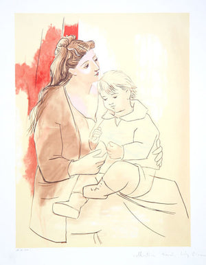 Pablo Picasso Estate Collection Maternite au Rideau Rouge Hand Signed Art  with COA