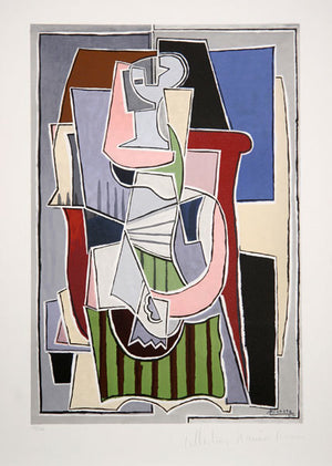 Pablo Picasso Estate Collection Femme au Tablier Raye Vert Hand Signed Art with COA