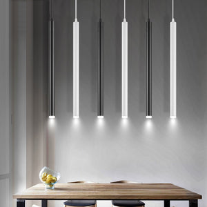 Modern Sleek Simple Chic led Pendant Lamp Tube light Kitchen Island lighting Dining Room Counter Home Decor Cylinder Hanging Light Kitchen Lamp