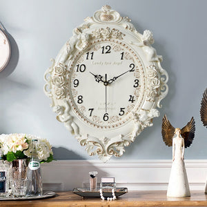 Vintage Europe Retro Paris Chic quartz clock rose resin flower design Decor