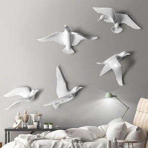 Modern Chic White Wall Decor Resin Happy Seabirds Elegant Bird Nautical Decor Seagull Wall Hanging Decor
