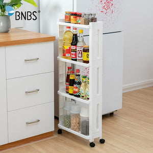Kitchen Space Saver Storage Rack Fridge Side Shelf 2/3/4 Layer Removable With Wheels Bathroom Organizer Shelf
