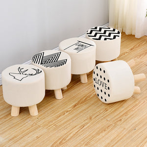 Happy & Cool Wooden Modern Stool chair Nordic inspired  Solid Wood Cotton  Floor Floating trendy accent furniture