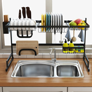 Ultimate Kitchen Modern  Space Saving Organizer Stainless Steel Kitchen Storage  Dish Rack U Shape Sink Drain Rack Two layers Kitchen Organizer Shelf  Storage Holder