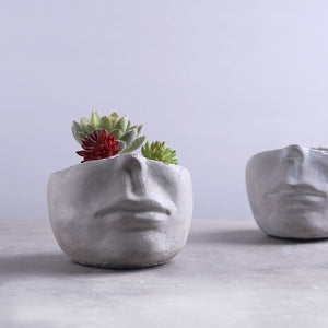 Creative Modern Design face head flower pot cement small flower pot large vase