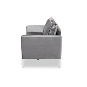 PREMIER STUDIO STUDIO CLARA MODERN AND CONTEMPORARY GREY VELVET FABRIC UPHOLSTERED 3-SEATER SOFA