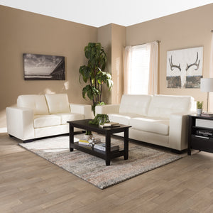 PREMIER STUDIO ADALYNN MODERN AND CONTEMPORARY WHITE FAUX LEATHER UPHOLSTERED 2-PIECE LIVINGROOM SET