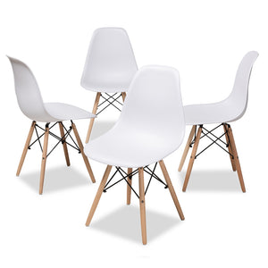 PREMIER STUDIO SYDNEA MID-CENTURY MODERN WHITE ACRYLIC BROWN WOOD FINISHED DINING CHAIR (SET OF 4)