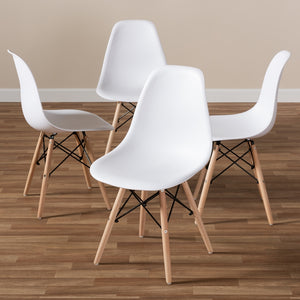 PREMIER STUDIO SYDNEA MID-CENTURY MODERN WHITE ACRYLIC BROWN WOOD FINISHED DINING CHAIR (SET OF 4)