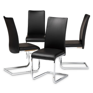 PREMIER STUDIO CYPRIEN MODERN AND CONTEMPORARY BLACK FAUX LEATHER UPHOLSTERED DINING CHAIR (SET OF 4)