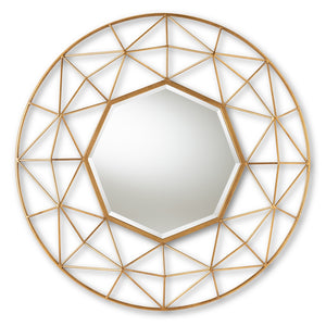 PREMIER STUDIO ASTRA MODERN AND CONTEMPORARY GOLD FINISHED GEOMETRIC ACCENT WALL MIRROR