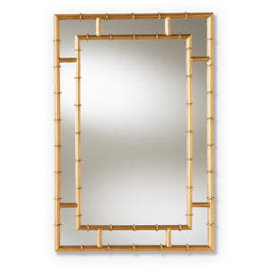 PREMIER STUDIO ADRA MODERN AND CONTEMPORARY GOLD FINISHED BAMBOO ACCENT WALL MIRROR