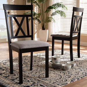 PREMIER STUDIO ROSIE MODERN AND CONTEMPORARY GREY FABRIC UPHOLSTERED AND ESPRESSO BROWN FINISHED DINING CHAIR SET