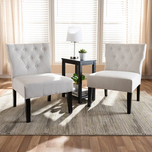 PREMIER STUDIO LERATO TRANSITIONAL 3-PIECE BEIGE FABRIC UPHOLSTERED AND BLACK-FINISHED WOOD ACCENT CHAIR AND TABLE SET