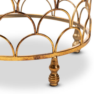 PREMIER STUDIO ALIYA MODERN AND CONTEMPORARY ANTIQUE GOLD FINISHED METAL AND GLASS 2-PIECE STACKABLE ACCENT TABLE SET