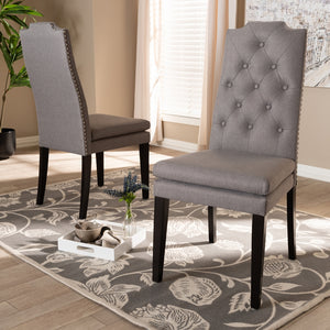 PREMIER STUDIO DYLIN MODERN AND CONTEMPORARY NAVY BLUE VELVET FABRIC UPHOLSTERED BUTTON TUFTED WOOD DINING CHAIR SET OF 2