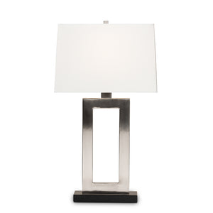 PREMIER STUDIO SERRE MODERN AND CONTEMPORARY SILVER METAL RECTANGULAR CUT-OUT TABLE LAMP