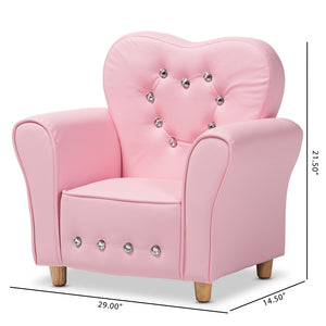 PREMIER STUDIO MABEL MODERN AND CONTEMPORARY PINK FAUX LEATHER KIDS ARMCHAIR