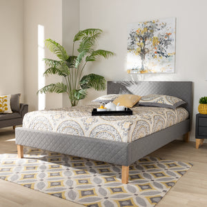 PREMIER STUDIO ANETA MODERN AND CONTEMPORARY GREY FABRIC UPHOLSTERED QUEEN SIZE PLATFORM BED