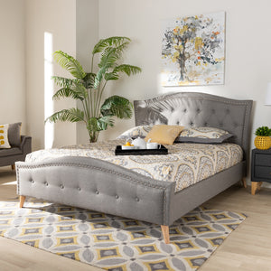 PREMIER STUDIO FELISA MODERN AND CONTEMPORARY CHARCOAL GREY FABRIC UPHOLSTERED AND BUTTON TUFTED QUEEN SIZE PLATFORM BED