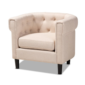 PREMIER STUDIO BISSET CLASSIC AND TRADITIONAL FABRIC UPHOLSTERED CHESTERFIELD CHAIR