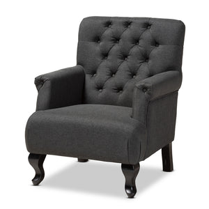 PREMIER STUDIO BELAN CLASSIC AND TRADITIONAL FABRIC UPHOLSTERED BUTTON TUFTED ARMCHAIR