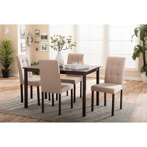 PREMIER STUDIO ANDREW MODERN AND CONTEMPORARY 5-PIECE BEIGE FABRIC UPHOLSTERED GRID-TUFTING DINING SET