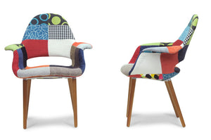 PREMIER STUDIO FORZA PATCHWORK MODERN FURNITURE MID-CENTURY STYLE ACCENT CHAIR (SET OF 2)