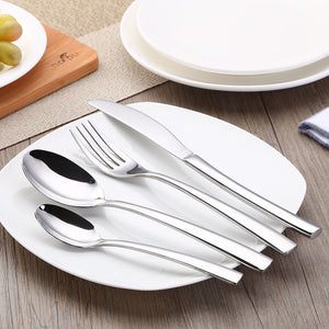 Elegant 24 PCS Flatware Set High-grade Mirror Polishing Stainless Steel Cutlery Sets Silverware Dinnerware Spoons/Knives With Gift Box
