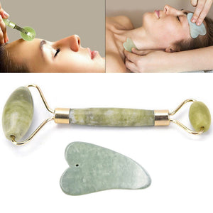 Jade Face Massage Roller Beauty Tool Set  Facial Eye Neck Body Anti Aging Therapy Face Neck Natural Stone For Skincare & Health Car