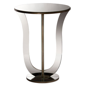 PREMIER STUDIO KYLIE MODERN FURNITURE AND CONTEMPORARY HOLLYWOOD REGENCY GLAMOUR STYLE MIRRORED ACCENT SIDE TABLE