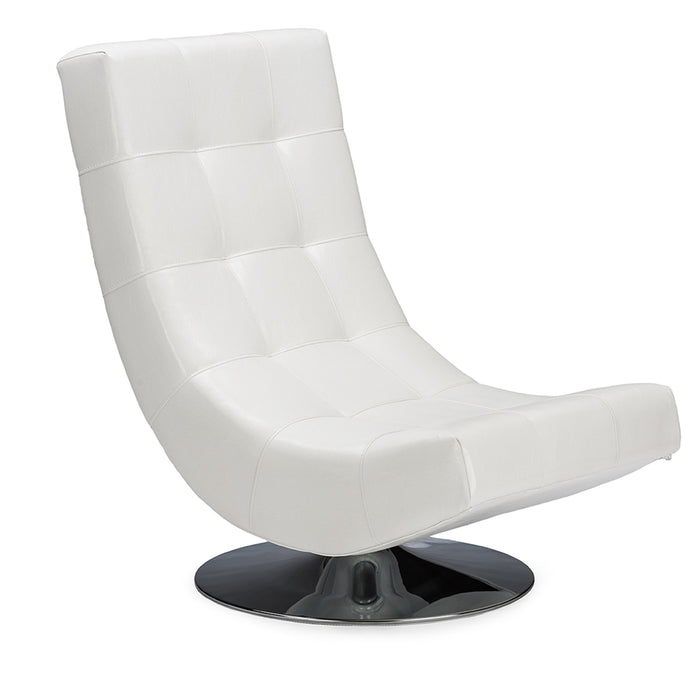 PREMIER STUDIO ELSA MODERN AND CONTEMPORARY WHITE FAUX LEATHER UPHOLSTERED SWIVEL CHAIR WITH METAL BASE