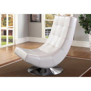 PREMIER STUDIO ELSA MODERN AND CONTEMPORARY WHITE FAUX LEATHER UPHOLSTERED SWIVEL CHAIR WITH METAL BASE
