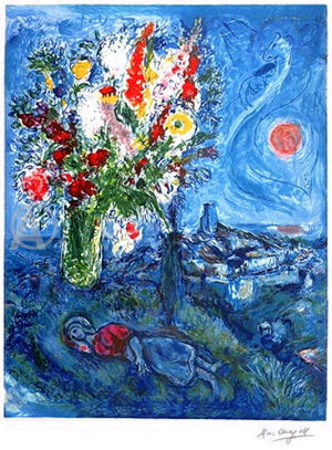 Marc Chagall La Dormeuse Aux Fleurs Signed Numbered Limited Ed with COA