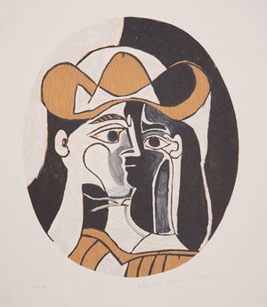 Pablo Picasso Estate Collection Femme au Chapeau Hand Signed Art with COA
